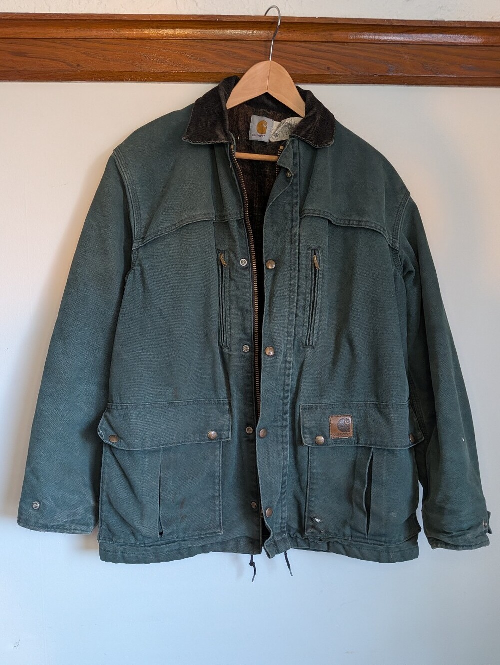 Vintage Carhartt Jacket C10HTG Mens Small Green Blanket Lined Chore Workwear USA